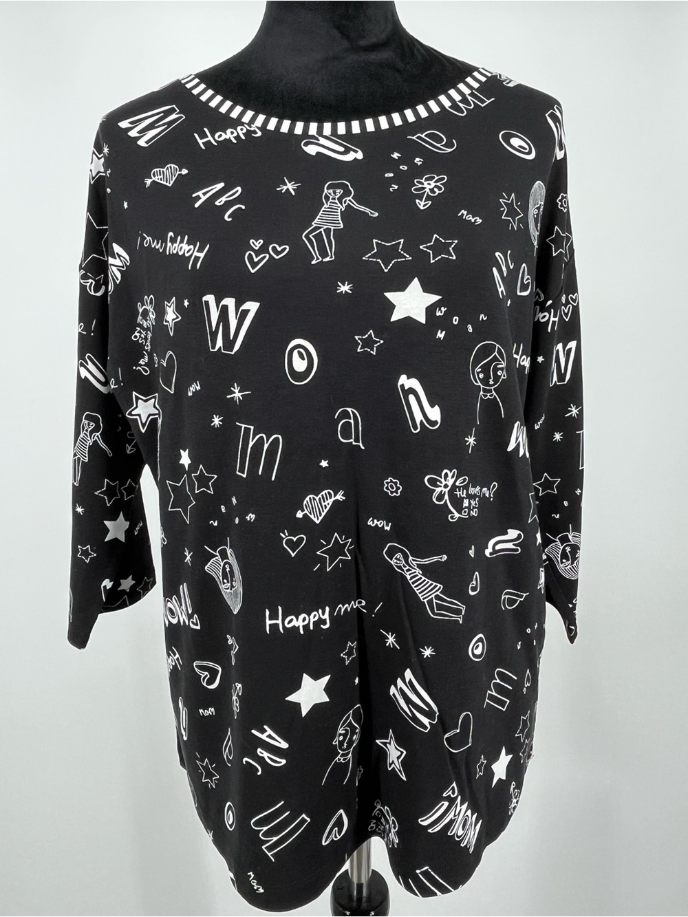 Betty Barclay Black Graphic Print Top Women’s Size L/XL (14)